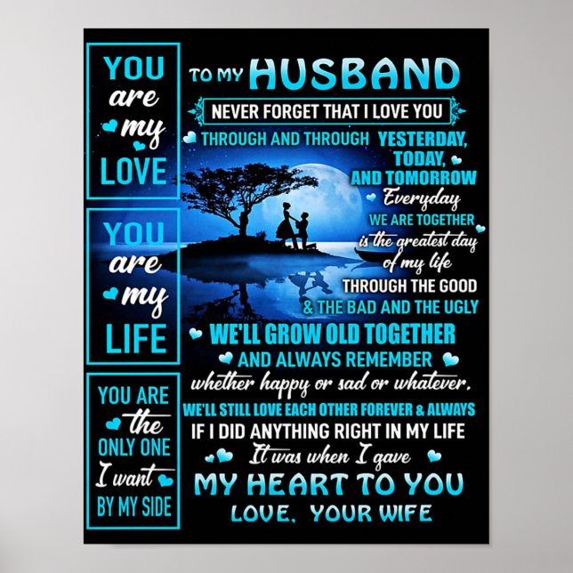 Affiche À mon cadeau de mari, joli mari cadeau d'anniversa (Devant)
