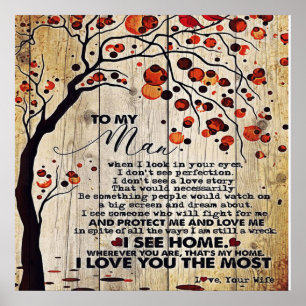 Affiche À mon cadeau de mari   Jolie lettre au mari  