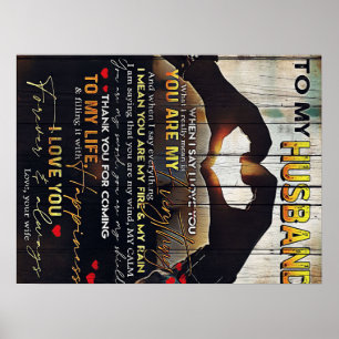 Affiche À mon cadeau de mari   Jolie lettre au mari  