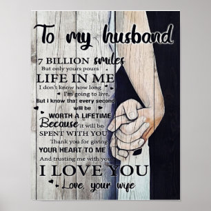 Affiche À mon cadeau de mari Jolie lettre au mari