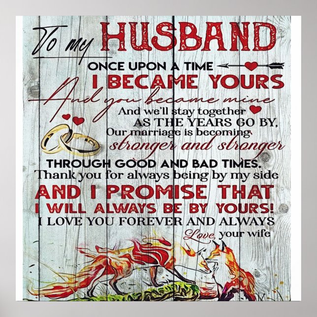 Affiche À mon cadeau de mari | Lettre Pour Lui | (Devant)