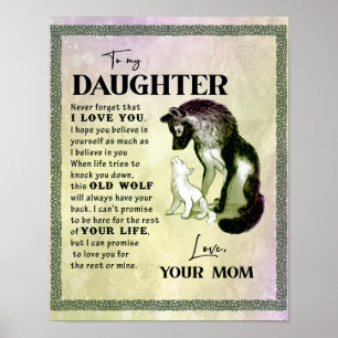 Affiche À Mon Cadeau Fille, Lettre D'Amour Fille Et Maman