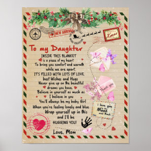 Affiche À Mon Cadeau Fille, Lettre D'Amour Fille Et Maman