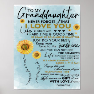 Affiche À Mon Cadeau Grandgirl, Cadeau Anniversaire Grandk