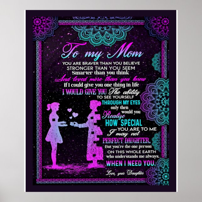 Affiche À Mon Cadeau Maman Et Fille, Idée Cadeau Maman (Devant)