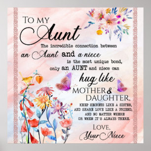 Affiche À Mon Cadeau Tante, Cadeau Papillon De La Nièce