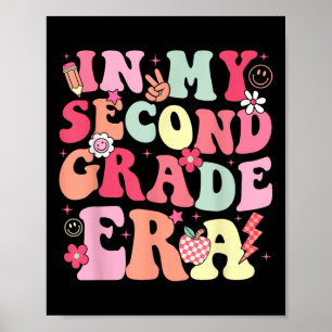 Affiche À mon époque de 2e année Cute Teacher Kid retour T