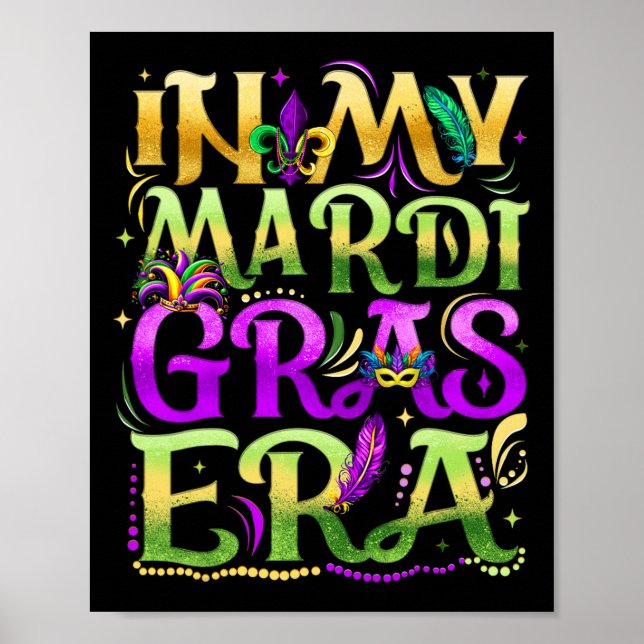 Affiche À mon époque de festival de carnaval de Mardi Gras (Devant)