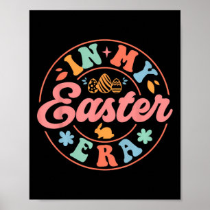 Affiche À mon époque de Pâques Lapin Rétro Groovy Œuf Joye