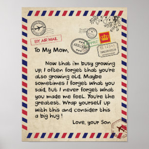 Affiche À Mon Fils Cadeau, Maman Et Fils, Lettre D'Amour À