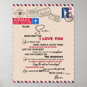 Affiche À Mon Fils Cadeau, Maman Et Fils, Lettre D'Amour À