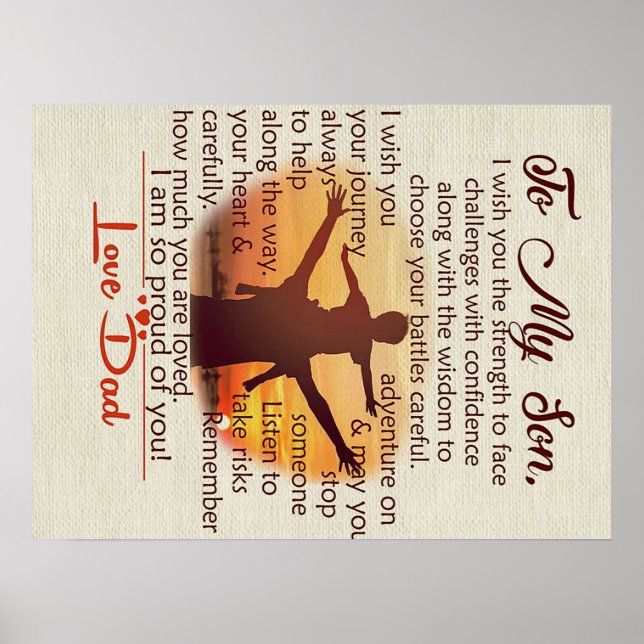 Affiche À mon fils | Jolie Lettre À Lui | (Devant)