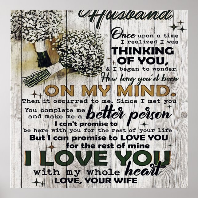Affiche À mon mari |À mon mari | Citations D'Amour Pour Lu (Devant)