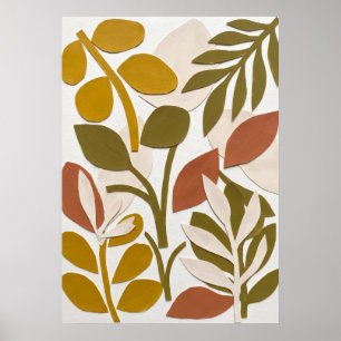 Affiche à motif de feuilles d'olive moutarde