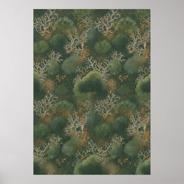 Affiche à motif de lichen de renne et de mousse ve (Devant)