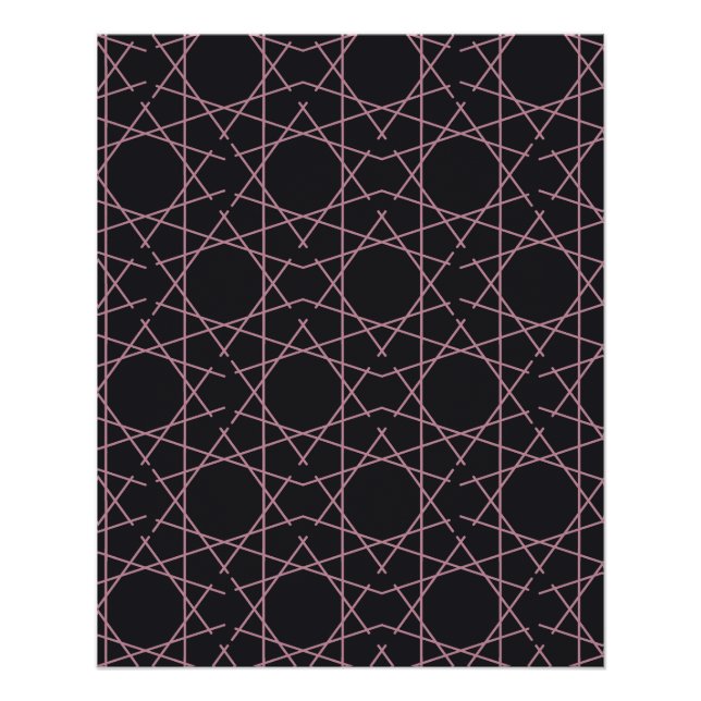 Affiche à motif géométrique Rose Obsidienne (Devant)