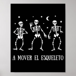 Affiche A Mover El Esqueleto Drôle d'Halloween espagnol