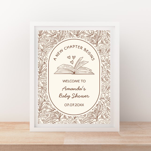 Affiche A New Chapter Begins Book Baby Shower Welcome (A New Chapter Begins Book Baby Shower Welcome Poster)