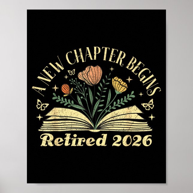 Affiche A New Chapter Begins Retired 2026 Funny Teacher Re (Devant)