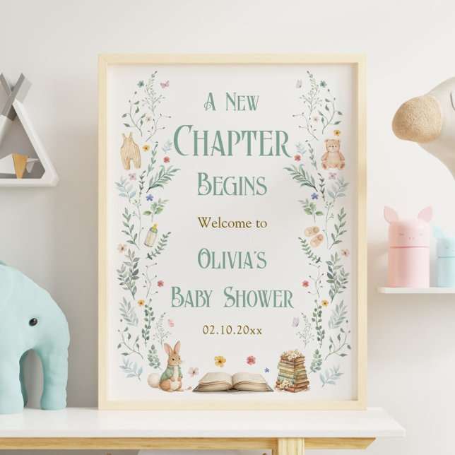 Affiche A New Chapter Book Baby Shower Welcome  (Créateur téléchargé)