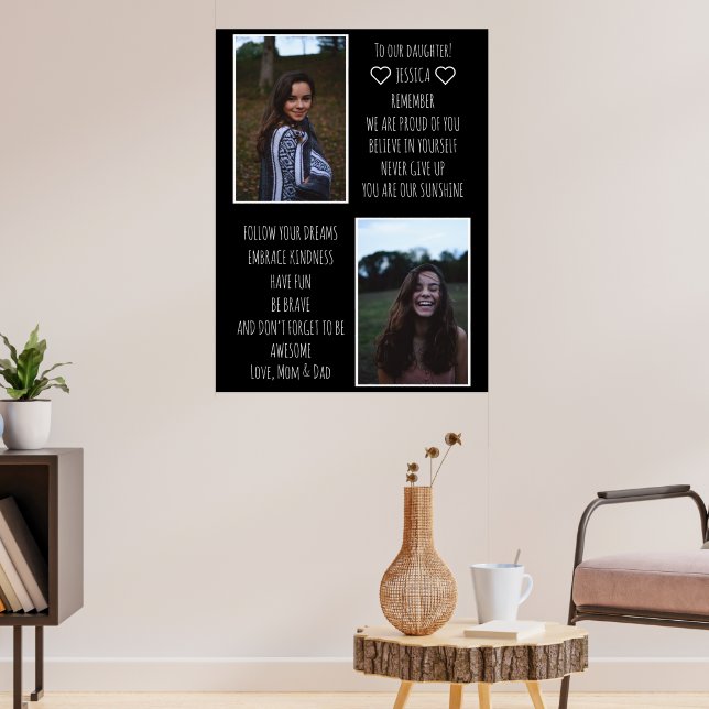 Affiche À notre fille Message Photo Collage (Salon 3)