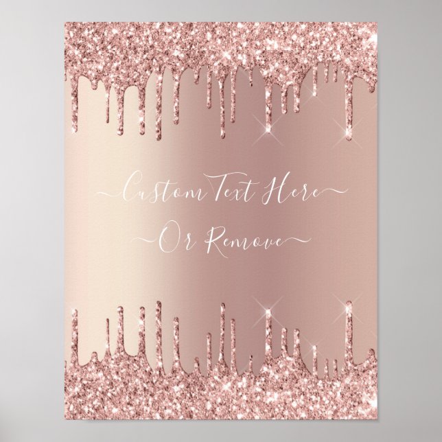 Affiche à paillettes scintillantes Rose Gold avec  (Devant)