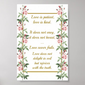 Affiche À propos de l'amour 1 Corinthiens 13:4-8