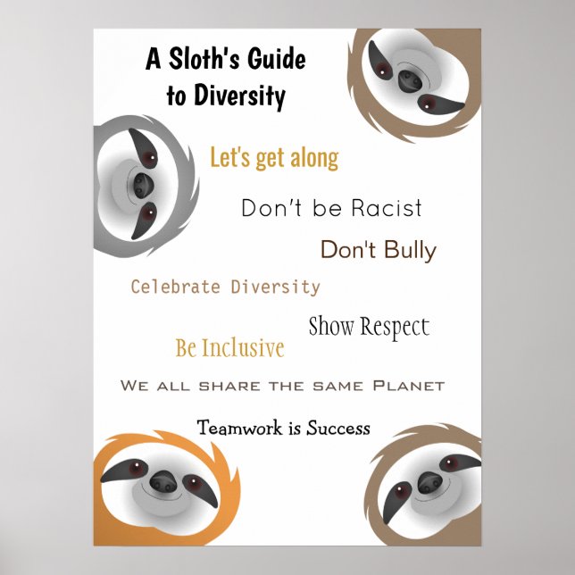 Affiche A Sloth's Guide to Diversity from Group of Sloths (Devant)