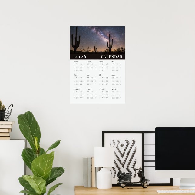 Affiche  A starry night sky  photo 2026 white calender (Bureau à domicile)