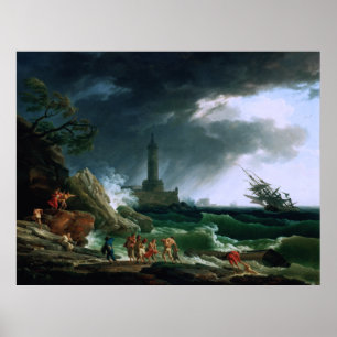 Affiche A Storm on a Mediterranean Coast by Claude Joseph