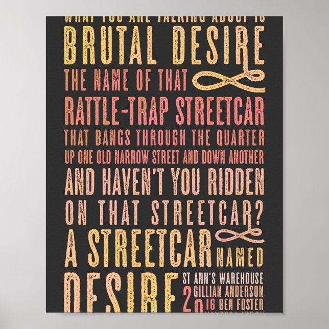 Affiche A Streetcar Named Desire Quote  (Devant)