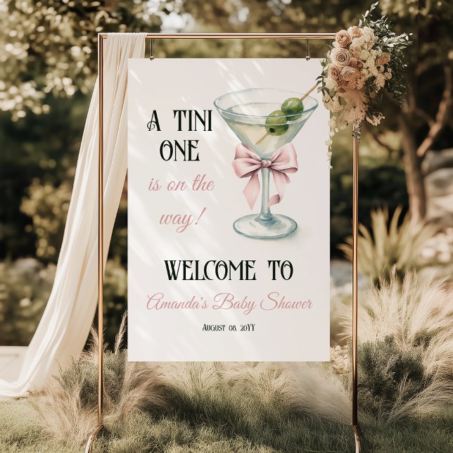 Affiche A Tini One Martini Pink Bow Baby Shower Welcome (Créateur téléchargé)