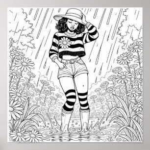 Affiche A travers l'affiche de coloriage de la flaque