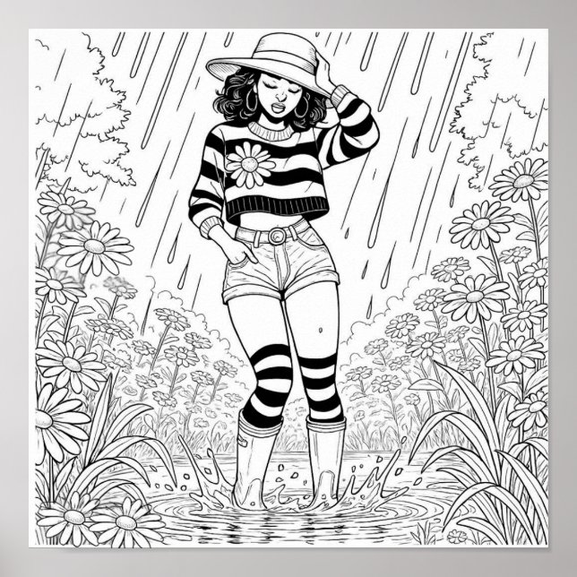 Affiche A travers l'affiche de coloriage de la flaque (Devant)