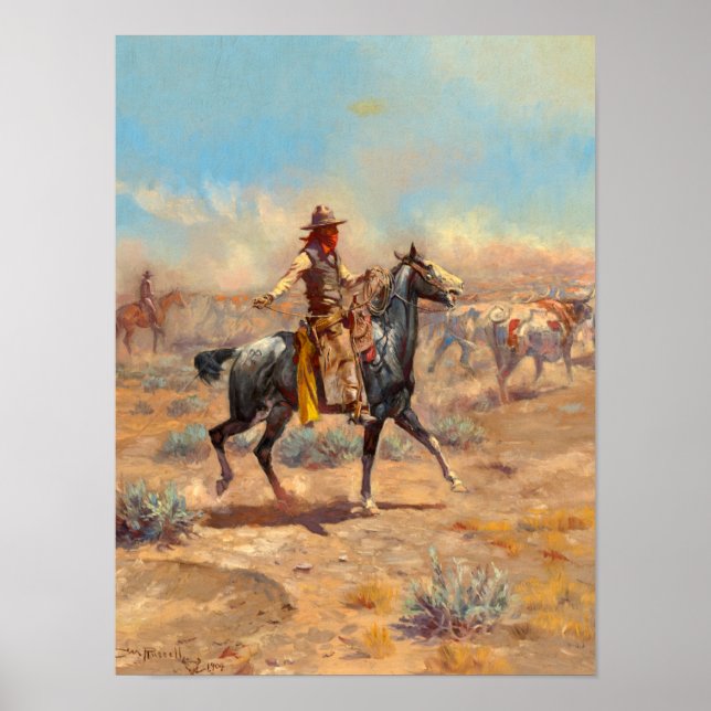 Affiche A travers l'Alkali, 1904 par Charles Marion Russel (Devant)