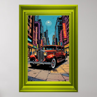 Affiche A vibrant retro-style artwork featuring a classic