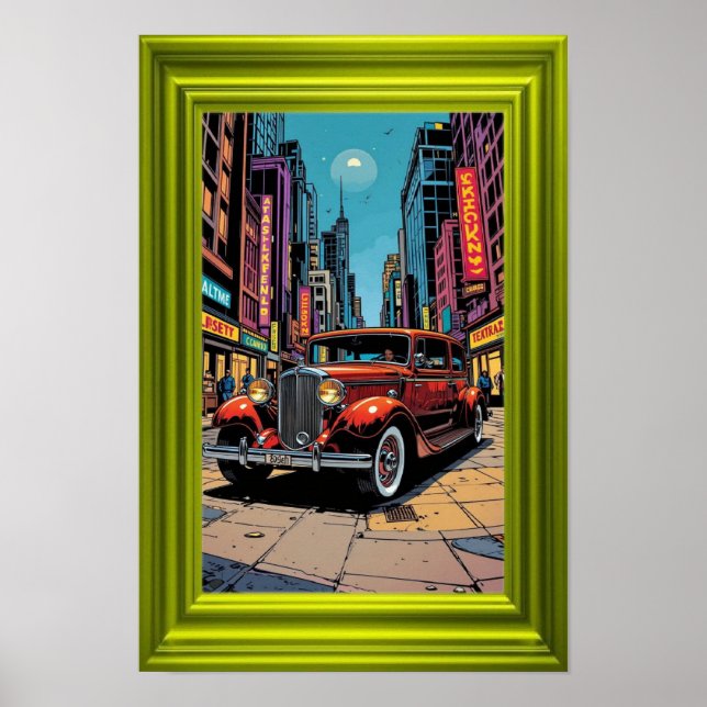 Affiche A vibrant retro-style artwork featuring a classic  (Devant)