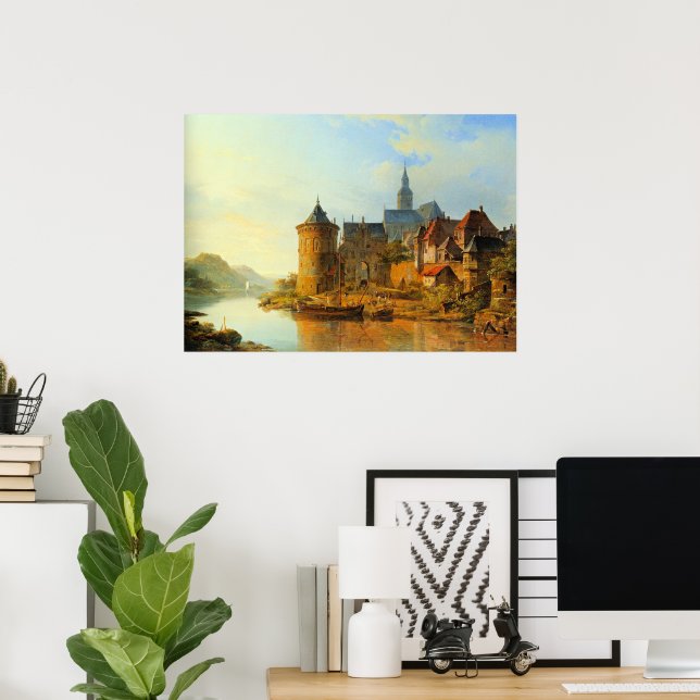 Affiche A View of a Town along the Rhine (Bureau à domicile)