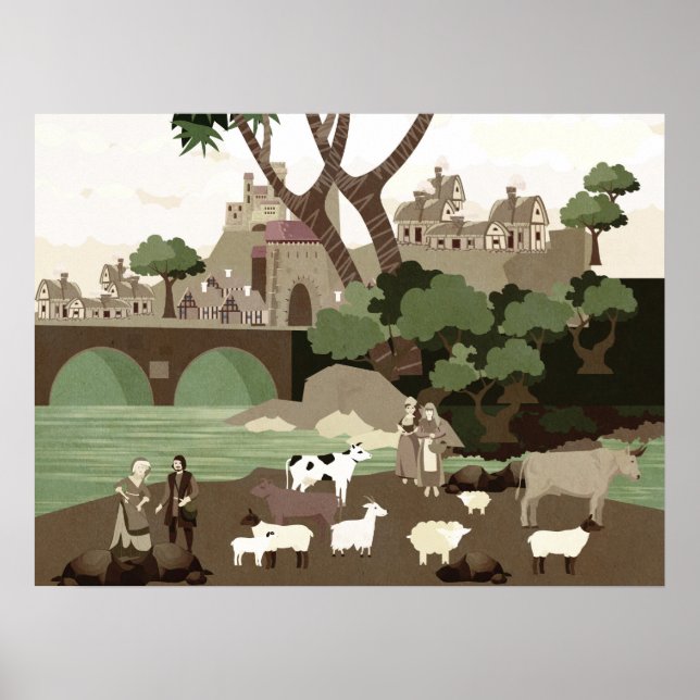 Affiche A village in the Middle Ages (Devant)