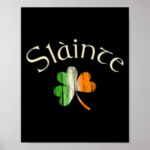 Affiche À votre santé Shamrock irlandais Drapeau de l'Irla