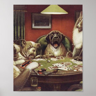 Affiche A Waterloo - Chiens Jouant Au Poker - Cassius Cool