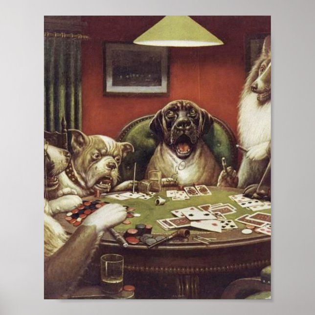 Affiche A Waterloo - Chiens Jouant Au Poker - Cassius Cool (Devant)