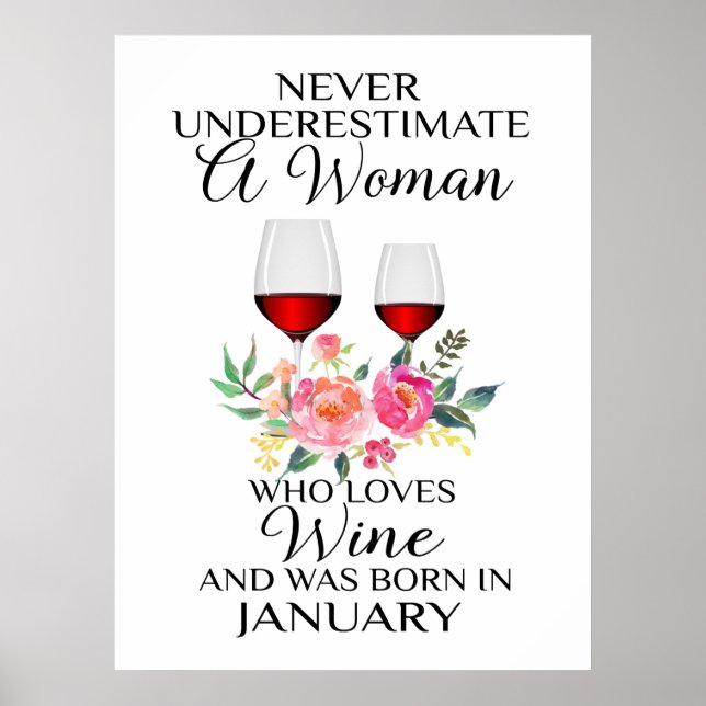 Affiche A Woman Who Loves Wine Born In January (Devant)
