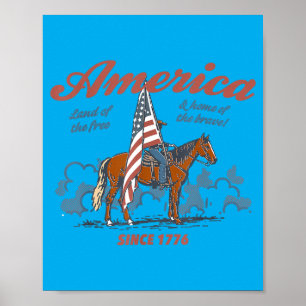 Affiche Aamerica Terre du cheval de l'Ouest 4 juillet