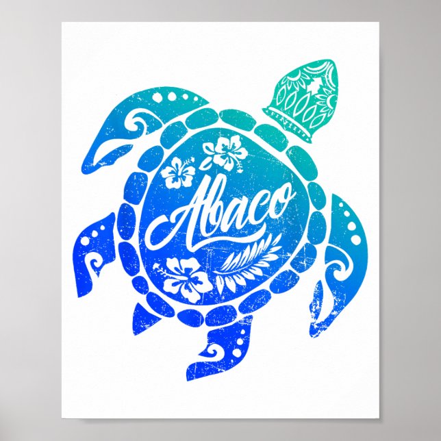 Affiche Abaco Tribal Sea Turtle Bahamas Beach Vacation  (Devant)
