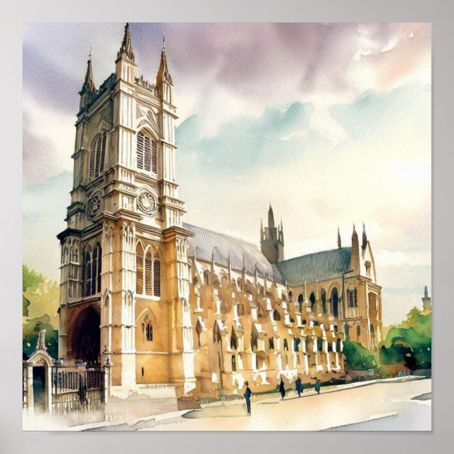 Affiche Abbaye de Londres-Westminster (B), aquarelle (Devant)