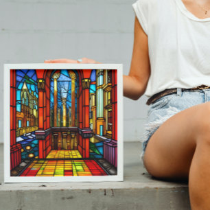 Affiche Abbaye en verre coloré Art numérique