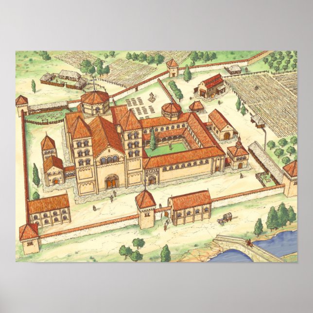 Affiche Abbaye romane. Modèle (Devant)