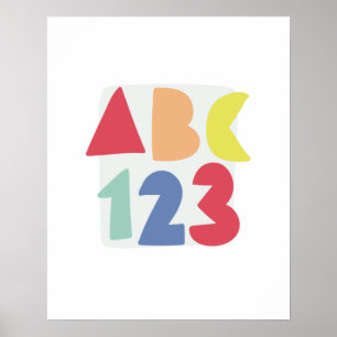 Affiche ABC 123 children's nursery colorful