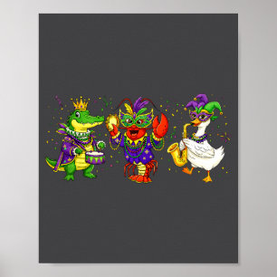 Affiche Abc Alligator Brown Écrevisse Louisiane Mardi Gras